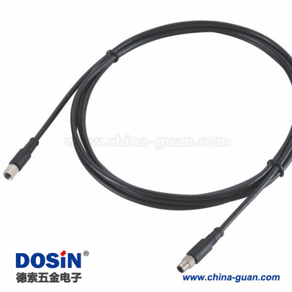 M5注塑线材防水M5 4芯母头转4芯公头延展线1米26AWG M5注塑线材防水M5 4芯母头转4芯公头延展线1米26AWG
