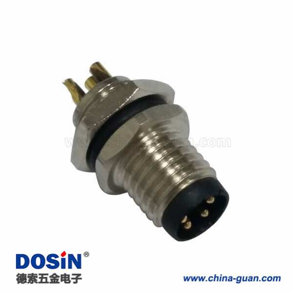 M8 M12连接器防水圆形航空接头A型4芯焊线母插座 M8 M12连接器防水圆形航空接头A型4芯焊线母插座