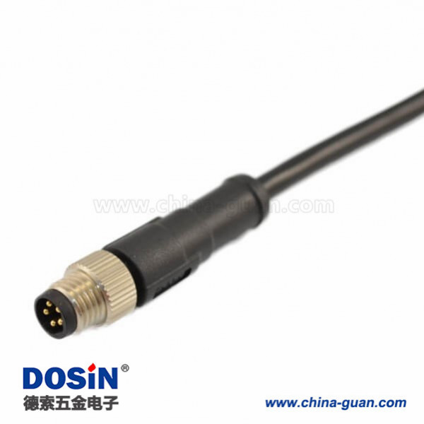 成型式M8航空插头注塑款直式5芯公头接线24AWG 75厘米 成型式M8航空插头注塑款直式5芯公头接线24AWG 75厘米