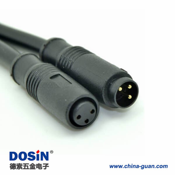 M8宝马头注塑成型防水直式塑料3芯公转母拓展线1米24AWG M8宝马头注塑成型防水直式塑料3芯公转母拓展线1米24AWG
