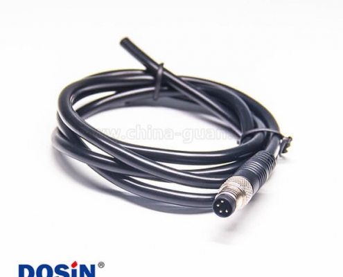 M84芯电缆公头单边直式注塑线材24AWG 1M PVC外皮