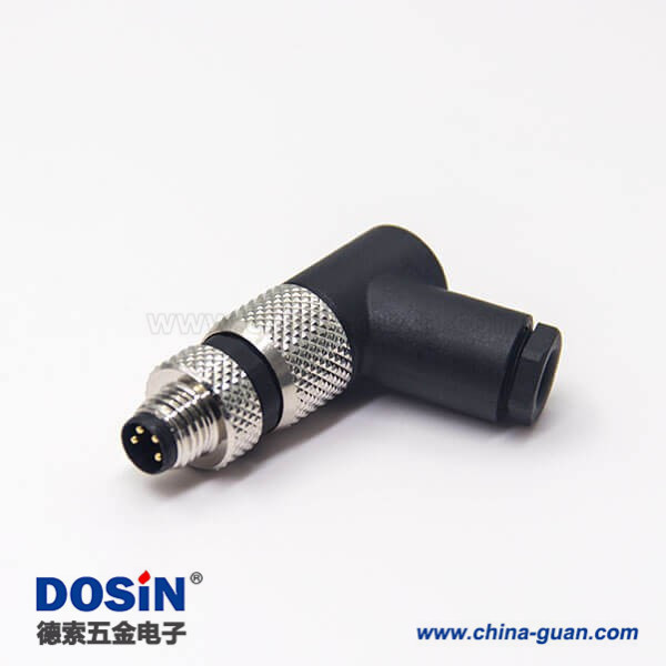 m8公头弯式4pin插座塑胶外壳组装式航空连接器锁接式 m8公头弯式4pin插座塑胶外壳组装式航空连接器锁接式
