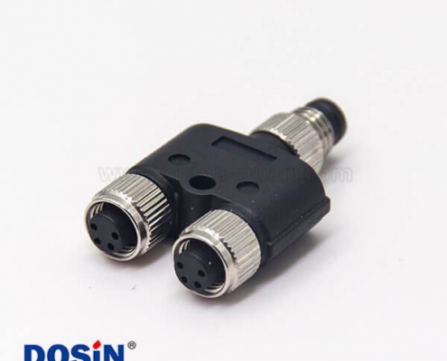 m8 y型连接器4pin一公转两母转接头
