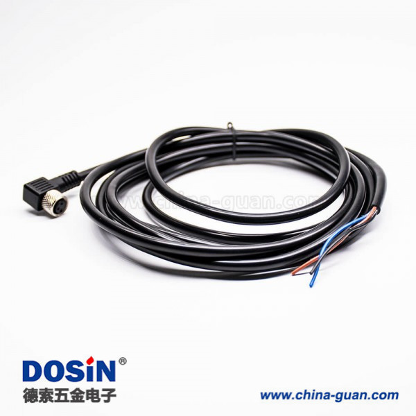 m8传感器连接线3芯母头弯式单边线焊接接线26AWG3米 m8传感器连接线3芯母头弯式单边线焊接接线26AWG3米