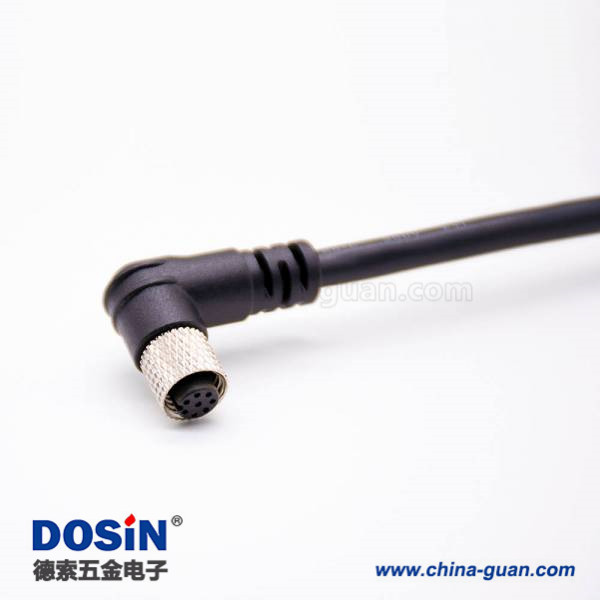 m8连接器接线8芯弯母头转直公头单边线焊线前锁板A编码注塑线1M m8连接器接线8芯弯母头转直公头单边线焊线前锁板A编码注塑线1M