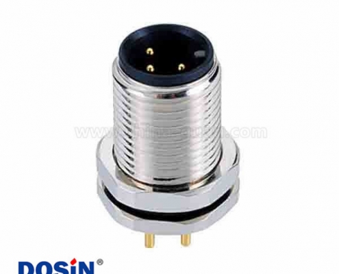 3Pin M12 连接器 A 代码公前安装 180° PCB 焊接类型防水