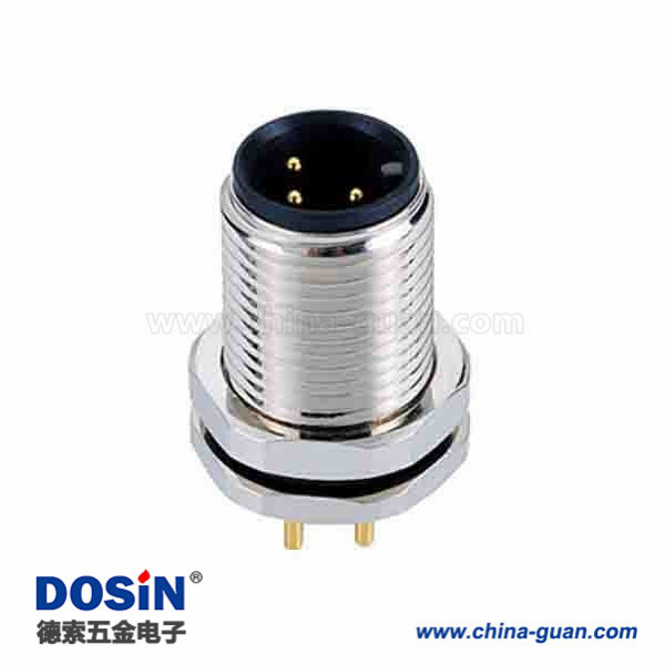 3Pin M12 连接器 A 代码公前安装 180° PCB 焊接类型防水 3Pin M12 连接器 A 代码公前安装 180° PCB 焊接类型防水