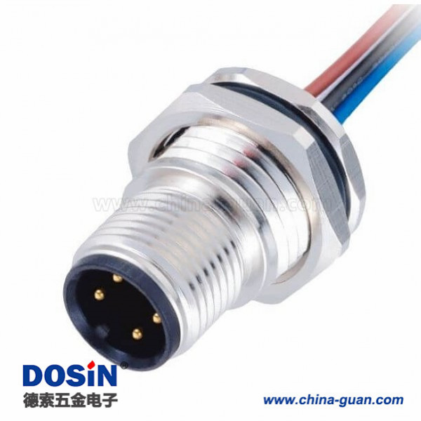 10pcs IP67防水连接器 M12连接器4pin A型公头前锁带线型 板端插座 10pcs IP67防水连接器 M12连接器4pin A型公头前锁带线型 板端插座
