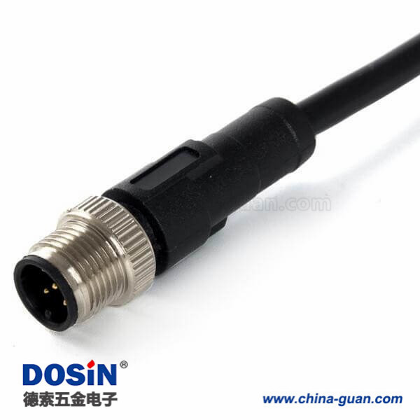 IP67防水连接器 4芯M12接头 A-code 母头直式防水不带屏蔽带线1M AWG22航空插头 IP67防水连接器 4芯M12接头 A-code 母头直式防水不带屏蔽带线1M AWG22航空插头