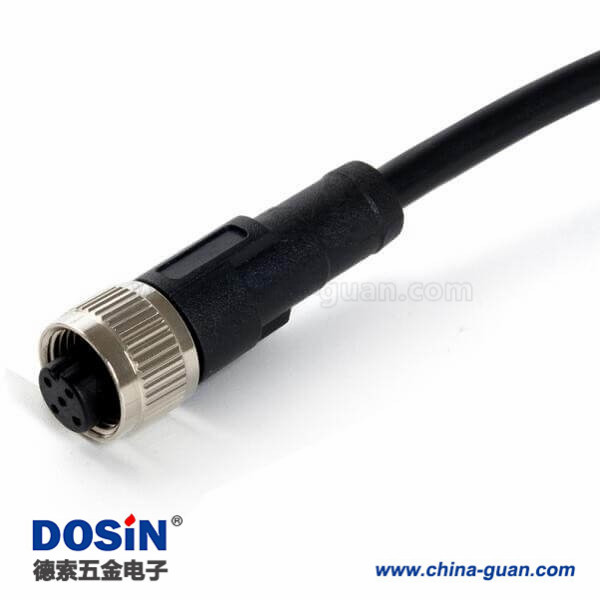 M12防水连接器 4pin A型编码预铸式带线型母头直式防水不带屏蔽插头1M AWG22 M12防水连接器 4pin A型编码预铸式带线型母头直式防水不带屏蔽插头1M AWG22