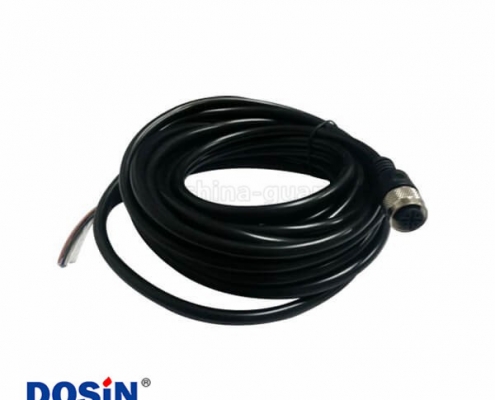 M12航空插头防水插头5芯母头A扣直式不带屏蔽单边注塑线材5M AWG22