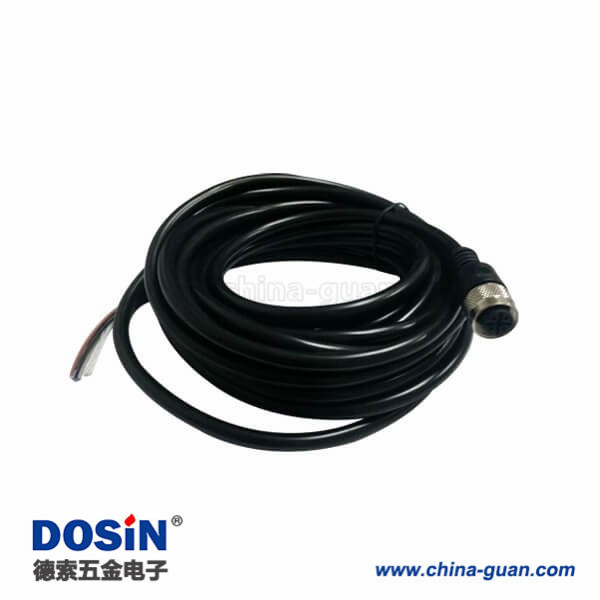 M12航空插头防水插头5芯母头A扣直式不带屏蔽单边注塑线材5M AWG22 M12航空插头防水插头5芯母头A扣直式不带屏蔽单边注塑线材5M AWG22