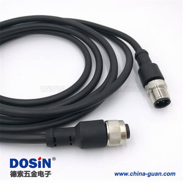 M12 4芯防水线航空双头连接器直式带线电缆2M AWG22不带屏蔽 M12 4芯防水线航空双头连接器直式带线电缆2M AWG22不带屏蔽