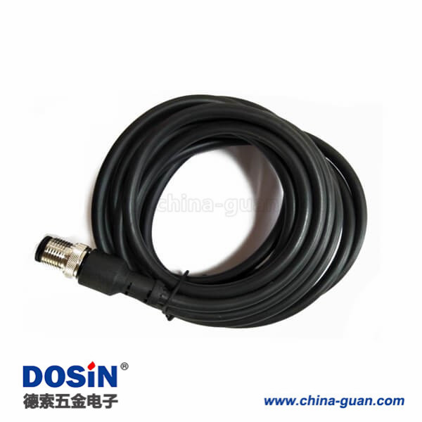M12注塑线3芯公头单边电缆5M AWG22 IP67防水直式成型线不带屏蔽 M12注塑线3芯公头单边电缆5M AWG22 IP67防水直式成型线不带屏蔽