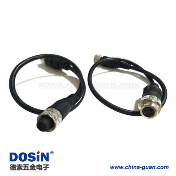 M12成型线4芯母头转MINI DIN 4芯母头直式A扣不带屏蔽注塑线30CM AWG22 M12成型线4芯母头转MINI DIN 4芯母头直式A扣不带屏蔽注塑线30CM AWG22