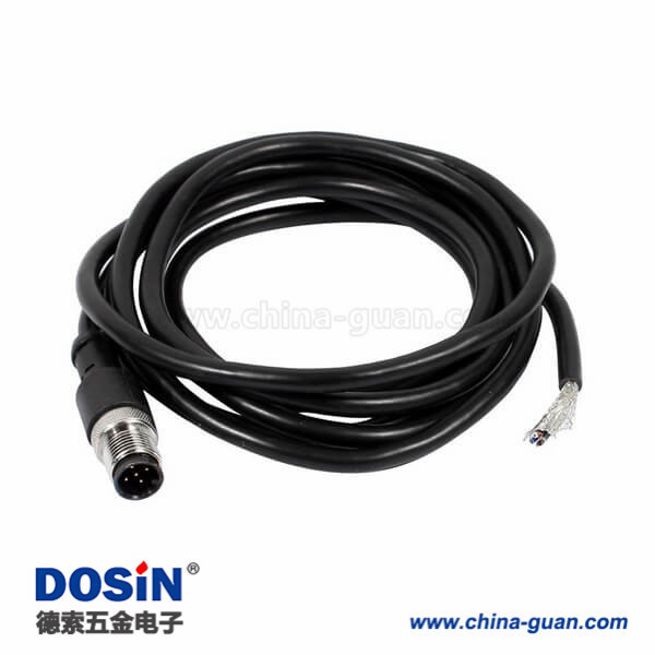 M12电缆直公头5针带线1.5M AWG22连接器通讯设备A扣不带屏蔽插头配件 M12电缆直公头5针带线1.5M AWG22连接器通讯设备A扣不带屏蔽插头配件