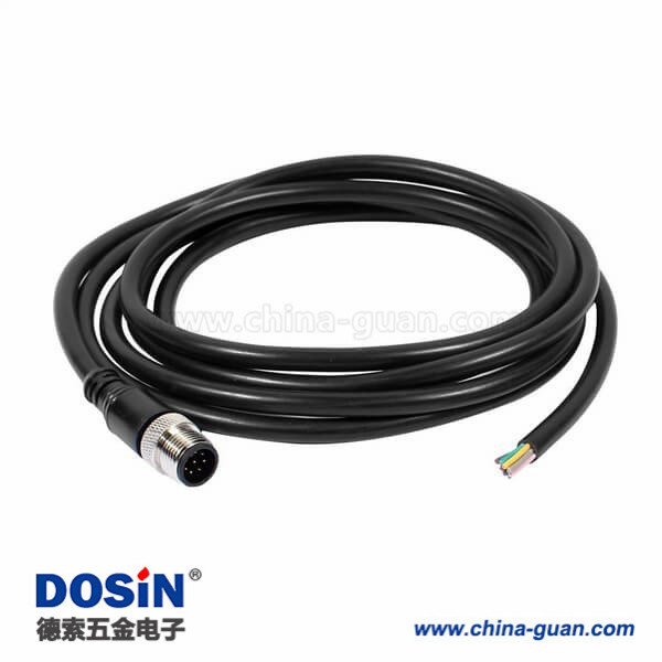 8芯M12接头A扣公头单边注塑成型线直式不带屏蔽2M AWG24 8芯M12接头A扣公头单边注塑成型线直式不带屏蔽2M AWG24