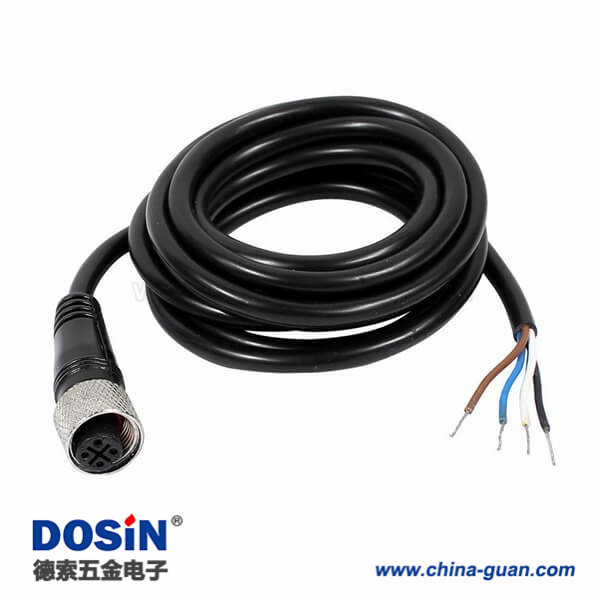 M12航空接头4芯A Code 母头单边注塑线材2M AWG22防水接头不带屏蔽 M12航空接头4芯A Code 母头单边注塑线材2M AWG22防水接头不带屏蔽