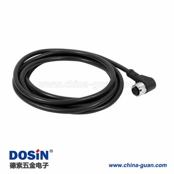 M12连接器8pin A型 母弯头不带屏蔽预铸式带线2M防水插头2M AWG22 M12连接器8pin A型 母弯头不带屏蔽预铸式带线2M防水插头2M AWG22