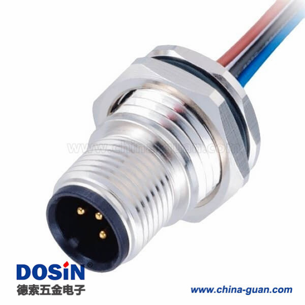 IP67防水连接器 M12公头3pinA编码带屏蔽前锁板带线50CM AWG22 IP67防水连接器 M12公头3pinA编码带屏蔽前锁板带线50CM AWG22