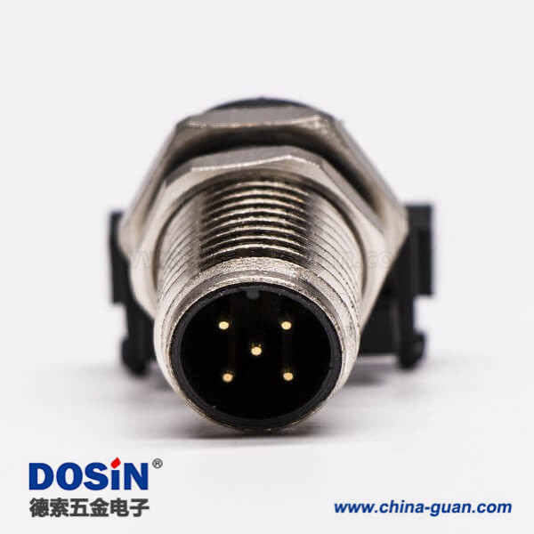 M12防水连接器5 pin A-型 板端公座子PCB插板式弯头传感连接器 M12防水连接器5 pin A-型 板端公座子PCB插板式弯头传感连接器