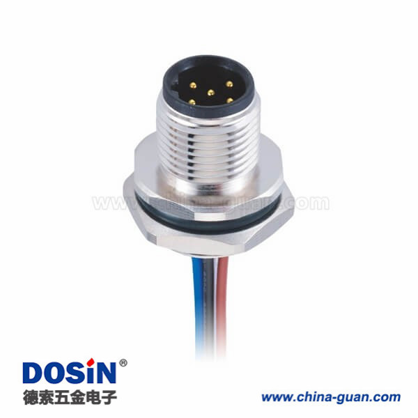 M12 防水连接器5pin B型板端公座子后锁焊接带线50CM AWG22传感带屏蔽 M12 防水连接器5pin B型板端公座子后锁焊接带线50CM AWG22传感带屏蔽