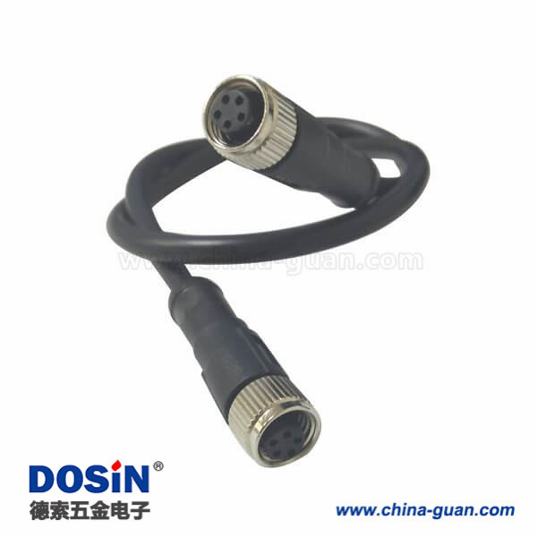 M8 线束5芯B型母转母注塑线材1.5M AWG22 PVC带屏蔽 M8 线束5芯B型母转母注塑线材1.5M AWG22 PVC带屏蔽