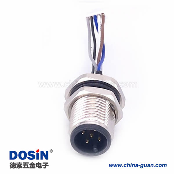 M12 5芯端子线A Code 公头前锁板座子转Molex 1.25mm端子线30CM AWG26带屏蔽 M12 5芯端子线A Code 公头前锁板座子转Molex 1.25mm端子线30CM AWG26带屏蔽