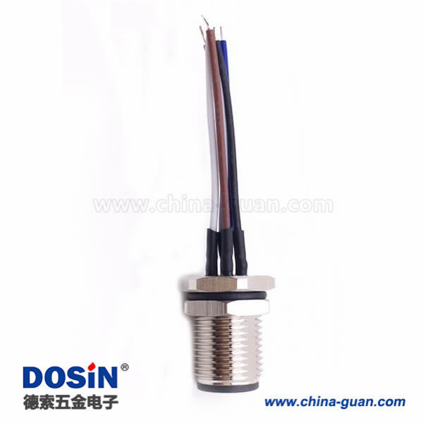 M12 5芯 A Code 公头前锁板焊线座子带线30CM AWG22带屏蔽 M12 5芯 A Code 公头前锁板焊线座子带线30CM AWG22带屏蔽