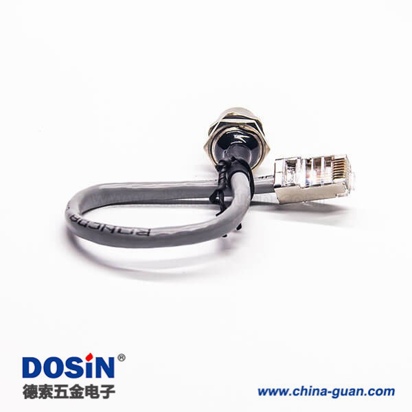 M12 工业网线 M12 8芯 A Code母座转RJ45 公头线长30CM AWG24带屏蔽 M12 工业网线 M12 8芯 A Code母座转RJ45 公头线长30CM AWG24带屏蔽