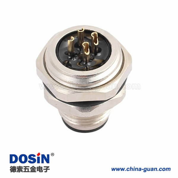 M12 4Pin A Code 公头后锁板焊线座子M15*1 10PCS/包 M12 4Pin A Code 公头后锁板焊线座子M15*1 10PCS/包