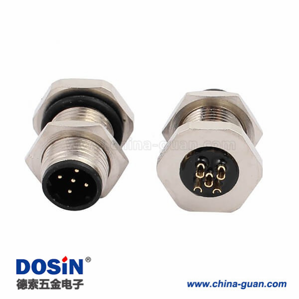 M12 5芯 D Code 公头前锁板焊线插座 M12*1 10PCS M12 5芯 D Code 公头前锁板焊线插座 M12*1 10PCS