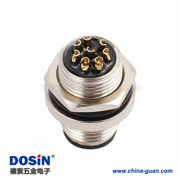 M12 8芯公头板端后锁板焊线插座防水连接器10PCS M12 8芯公头板端后锁板焊线插座防水连接器10PCS