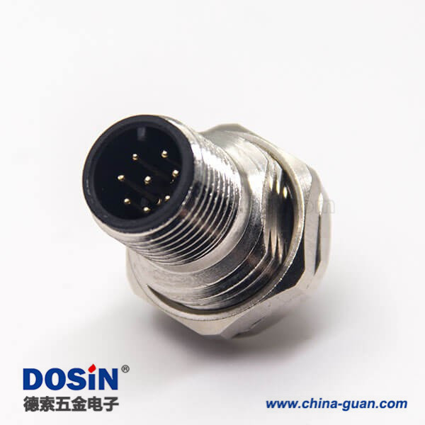 m12连接器系列8pin公头直式板端插座前锁板螺纹防水PCB板安装不带屏蔽 m12连接器系列8pin公头直式板端插座前锁板螺纹防水PCB板安装不带屏蔽