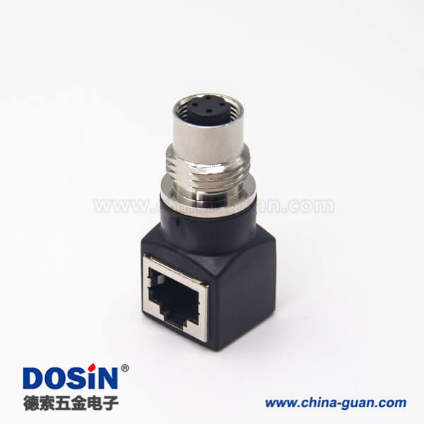 m12插座转rj45连接器m12A型母头转RJ45插座弯式 m12插座转rj45连接器m12A型母头转RJ45插座弯式