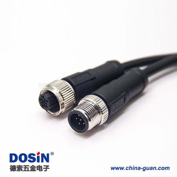 m12传感器电缆C扣5芯母头双边工业防水传感器不带屏蔽0.5M AWG22 m12传感器电缆C扣5芯母头双边工业防水传感器不带屏蔽0.5M AWG22