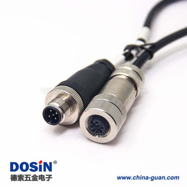 接插件 M12电缆五芯公头转全金属母头直式带屏蔽0.5M AWG22 接插件 M12电缆五芯公头转全金属母头直式带屏蔽0.5M AWG22