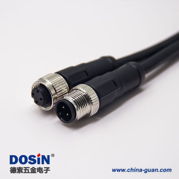 电缆接头m12四芯A编码公对母直式带屏蔽注塑线1M AWG22 电缆接头m12四芯A编码公对母直式带屏蔽注塑线1M AWG22