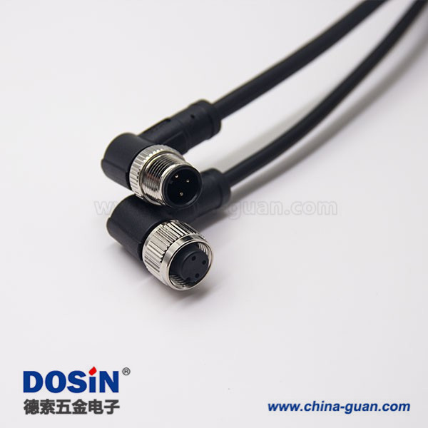 m12电缆弯母头A编码3芯不带屏蔽工业防水连接器1M AWG22 m12电缆弯母头A编码3芯不带屏蔽工业防水连接器1M AWG22