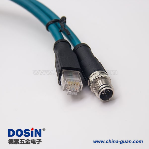 M12 8芯 X型转Rj45电缆M12直式公头转Rj45直式水晶头1M线长 M12 8芯 X型转Rj45电缆M12直式公头转Rj45直式水晶头1M线长