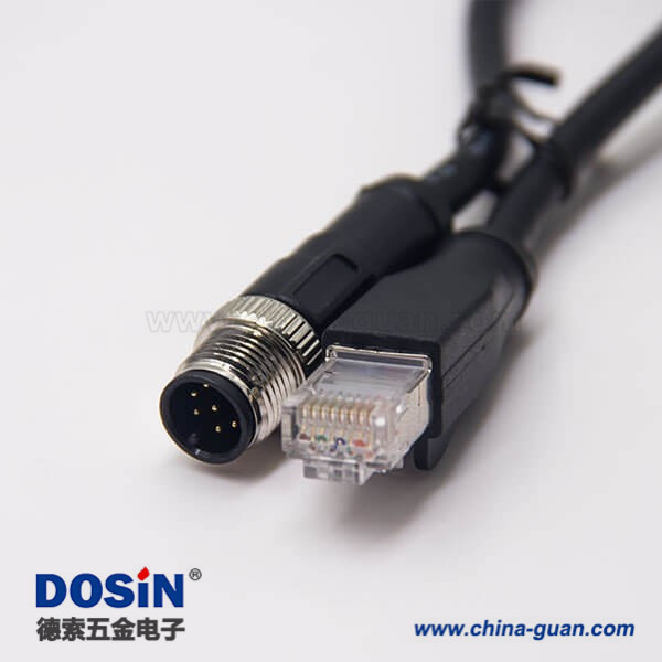 m12转rj45 8芯m12公头A型转RJ45水晶头组装电缆 不带屏蔽1M AWG24 m12转rj45 8芯m12公头A型转RJ45水晶头组装电缆 不带屏蔽1M AWG24