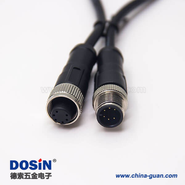 m12 6芯电缆插头180度注塑线缆A编码不带屏蔽1M AWG24 m12 6芯电缆插头180度注塑线缆A编码不带屏蔽1M AWG24