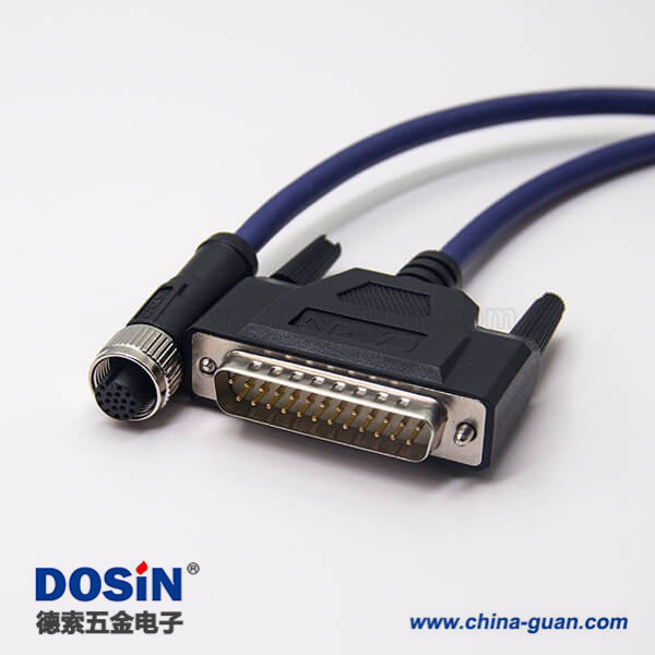 A Code-Sub公头25pin两边带螺丝不带屏蔽线长1米 AWG26 A Code-Sub公头25pin两边带螺丝不带屏蔽线长1米 AWG26