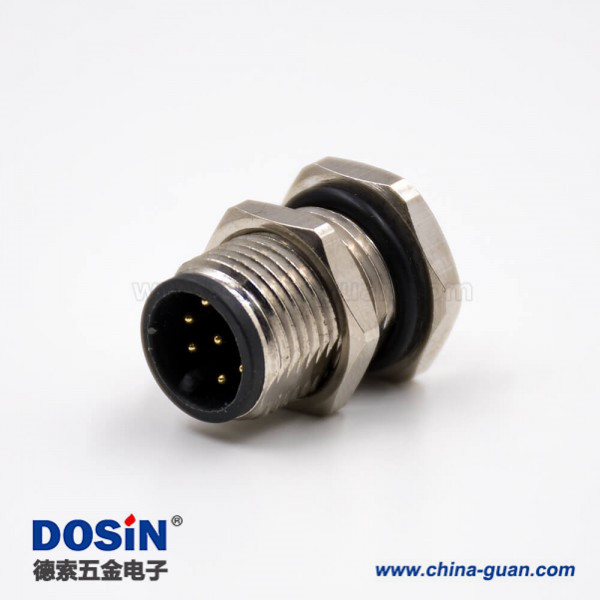 M12 8芯公头连接器板端插座防水A扣180°接PCB板传感器 M12 8芯公头连接器板端插座防水A扣180°接PCB板传感器
