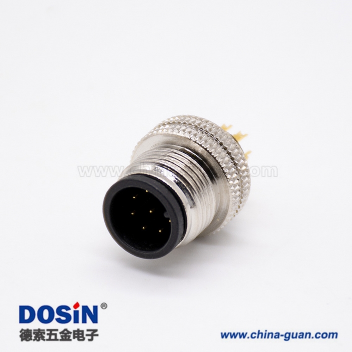 m12连接器8针直式注塑公头焊杯不带屏蔽A扣 m12连接器8针直式注塑公头焊杯不带屏蔽A扣
