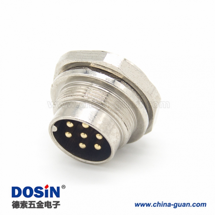 工业防水插座M16 7芯公头直式面板安装连接器 工业防水插座M16 7芯公头直式面板安装连接器