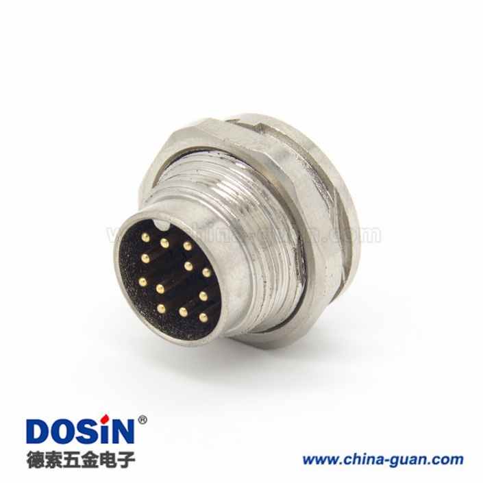 工业防水插头M16 12芯公头直式接线/面板连接器 工业防水插头M16 12芯公头直式接线/面板连接器