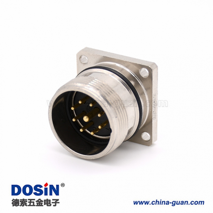 方型连接器 M623 9芯直式公头接线四孔法兰插座 方型连接器 M623 9芯直式公头接线四孔法兰插座