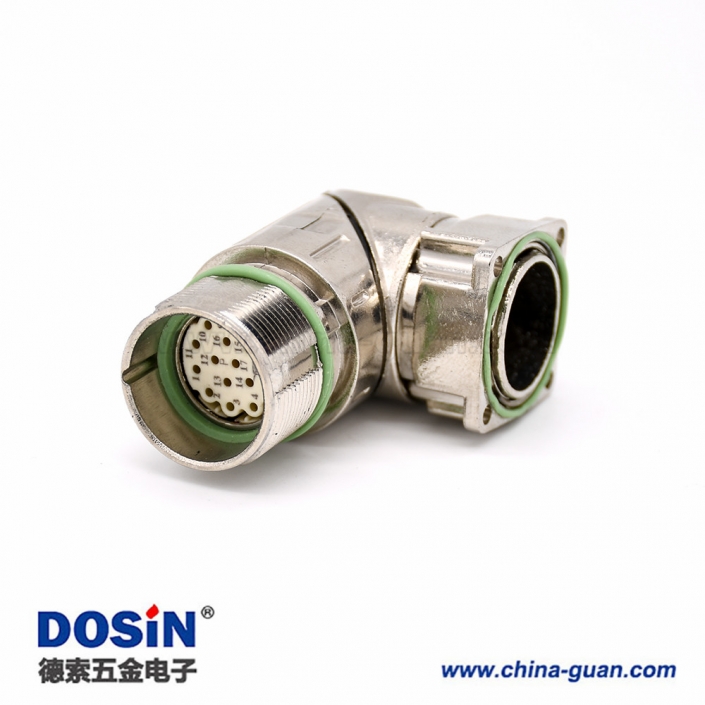 工业防水插座 M623 17芯弯式母头接线法兰连接器 工业防水插座 M623 17芯弯式母头接线法兰连接器