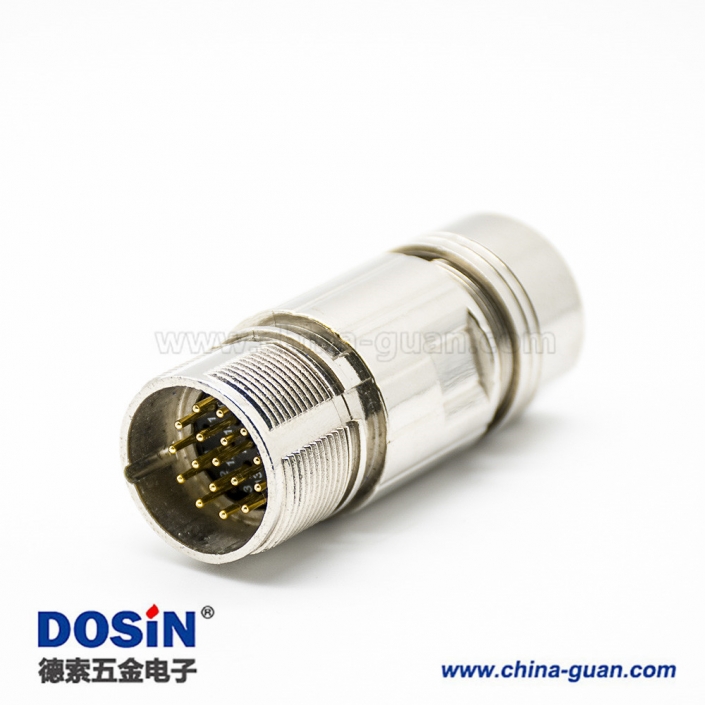 插头M23 17针公头直式焊线连接器 插头M23 17针公头直式焊线连接器
